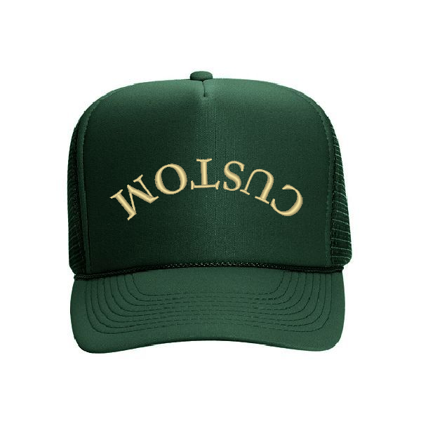 CUSTOM TEXT (Upside Down) High Crown Embroidered Trucker Hat