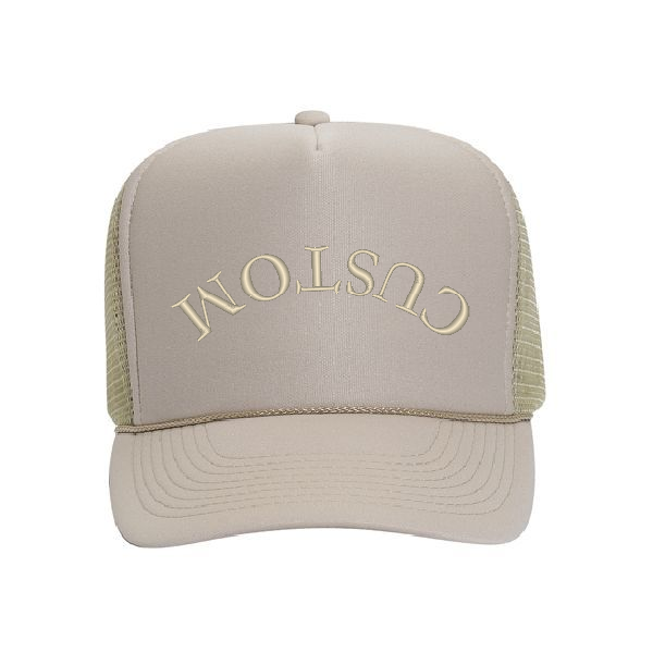 CUSTOM TEXT (Upside Down) High Crown Embroidered Trucker Hat