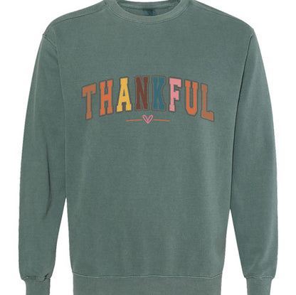 Colorful College Sweatshirt - Thankful Letter Varsity Crewneck | Retro Design