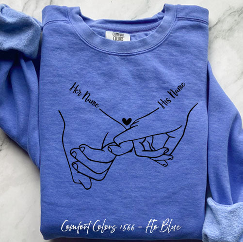 Holding Hands Custom Name – Comfort Colors 1566 Sweatshirt