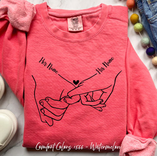 Holding Hands Custom Name – Comfort Colors 1566 Sweatshirt