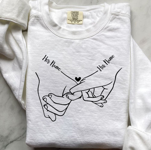 Holding Hands Custom Name – Comfort Colors 1566 Sweatshirt