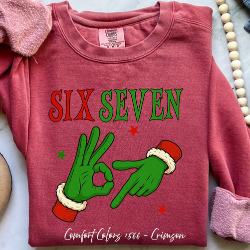 Grinch Six Seven Viral Green DTF Sweatshirt - Cozy Comfort – Crimson Small by Bravo Embroidery | - grinch six seven sweats...
